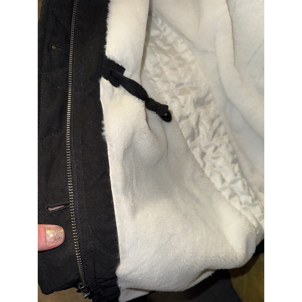 HOLLISTER FAUX TEDDY LINED PARKA JACKET COAT BLACK WOMENS SIZE L Sherpa Soft Fur - Picture 8 of 8